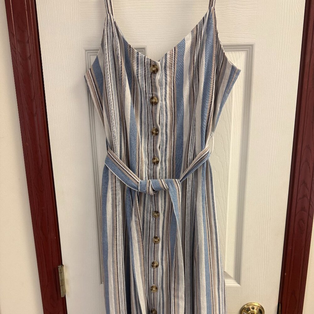 Cotten Blue Summer Maxi Dress with pockets M/L